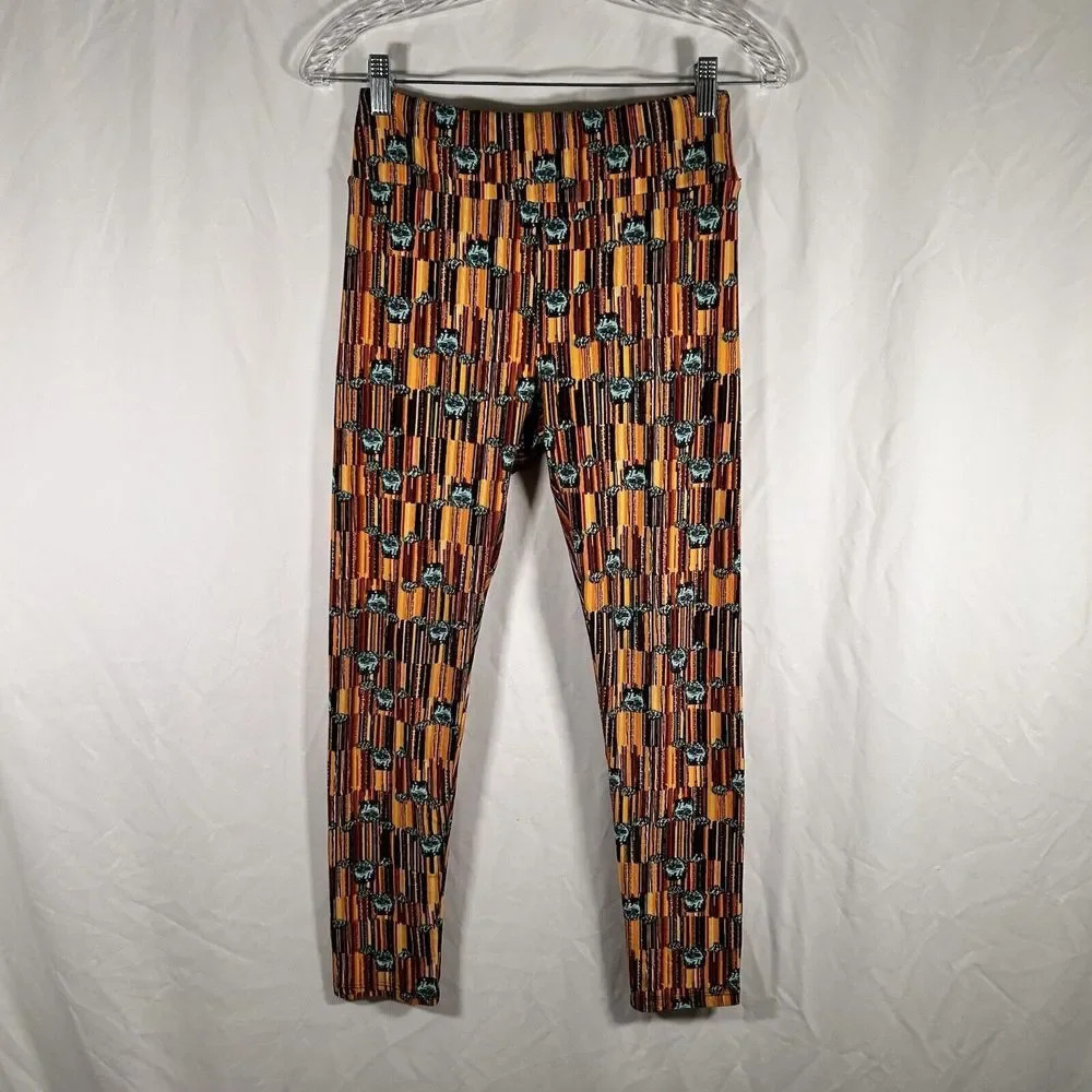 LulaRoe Leggings Women's One Size Yellow Zombie Print Pull On Stretchy